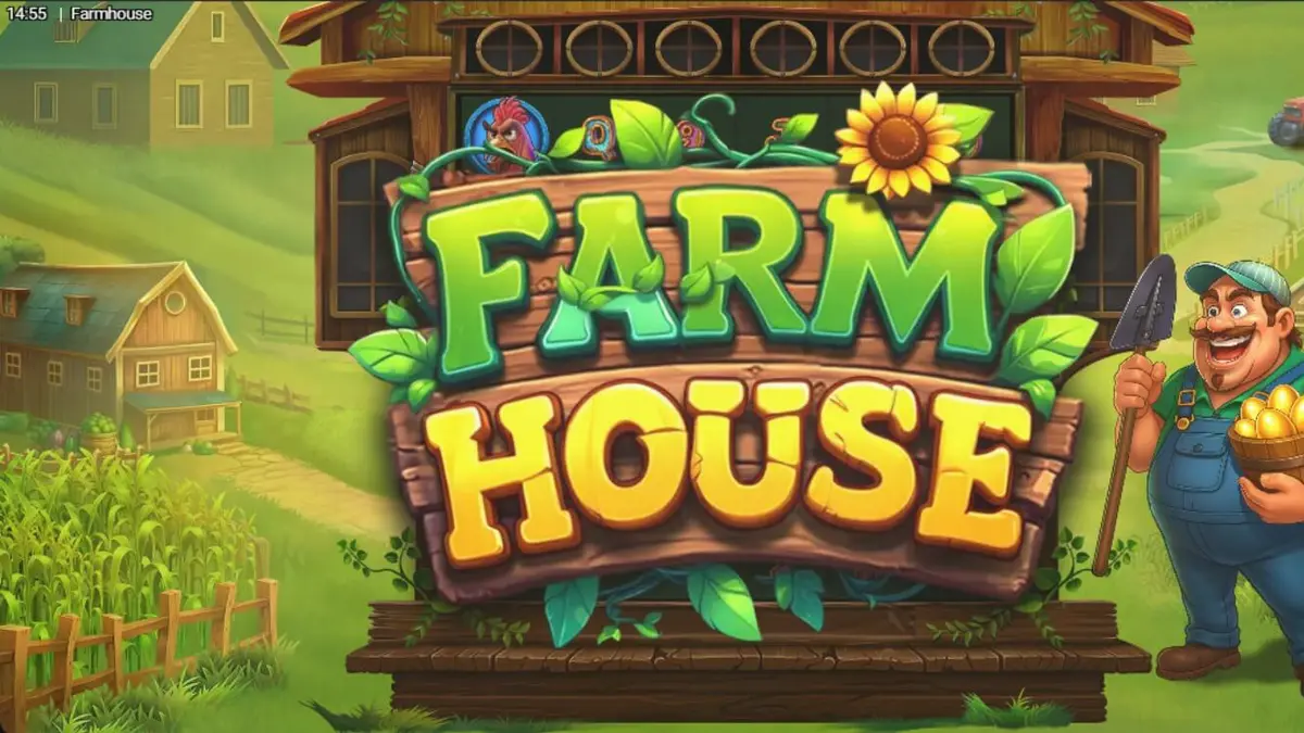 Tampilan visual slot Farmhouse dengan tema pedesaan yang ceria