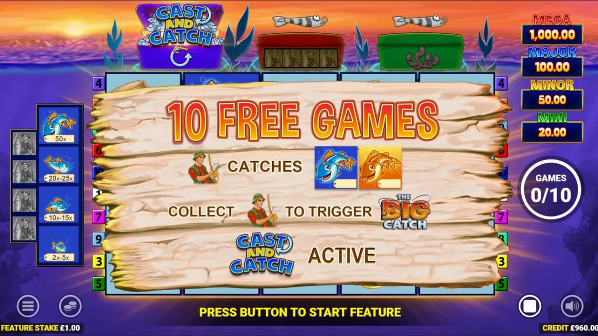 Tampilan visual slot Fishin Frenzy Lure Em In dengan tema memancing yang ceria